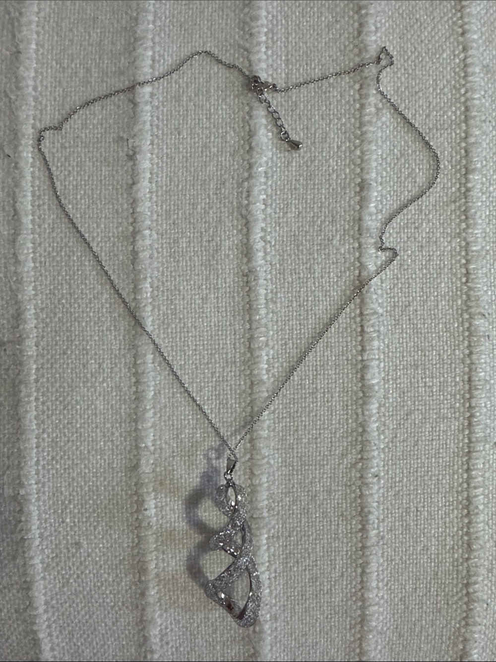 Mary Kay Silver Spiral Pendant Necklace with Crystal Accents